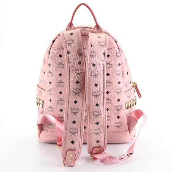 MCM Stark Side Stud Medium Backpack in Pink Visetos Canvas - Picture 2 of 6
